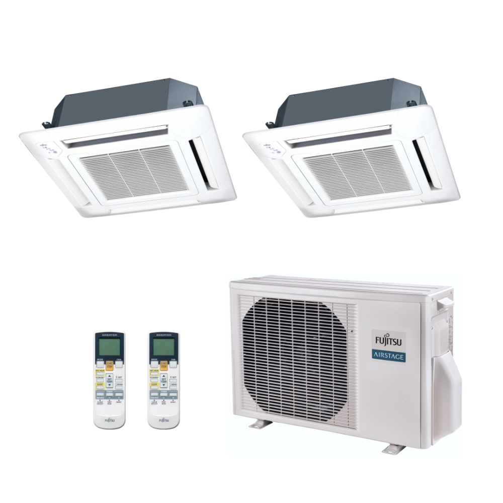 Ar Condicionado Multi Split Inverter Fujitsu Airstage Premium 18.000 BTU/h (2 Evap Cassete 4 Vias 12.000) Quente e Frio 220V