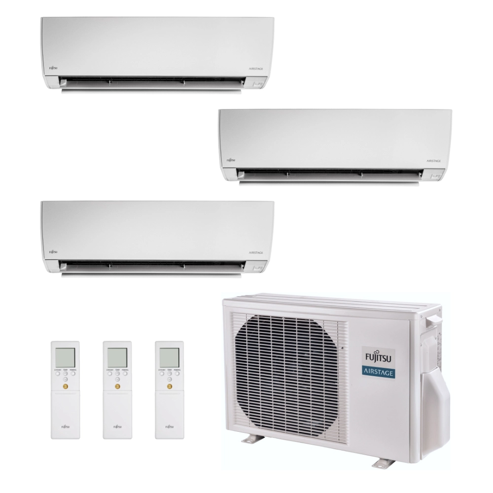 Ar Condicionado Multi Split Inverter Fujitsu Airstage Premium 18.000 BTU/h (1x Evap HW 7.000 + 1x Evap HW 9.000 + 1x Evap HW 12.000) Quente e Frio 220V