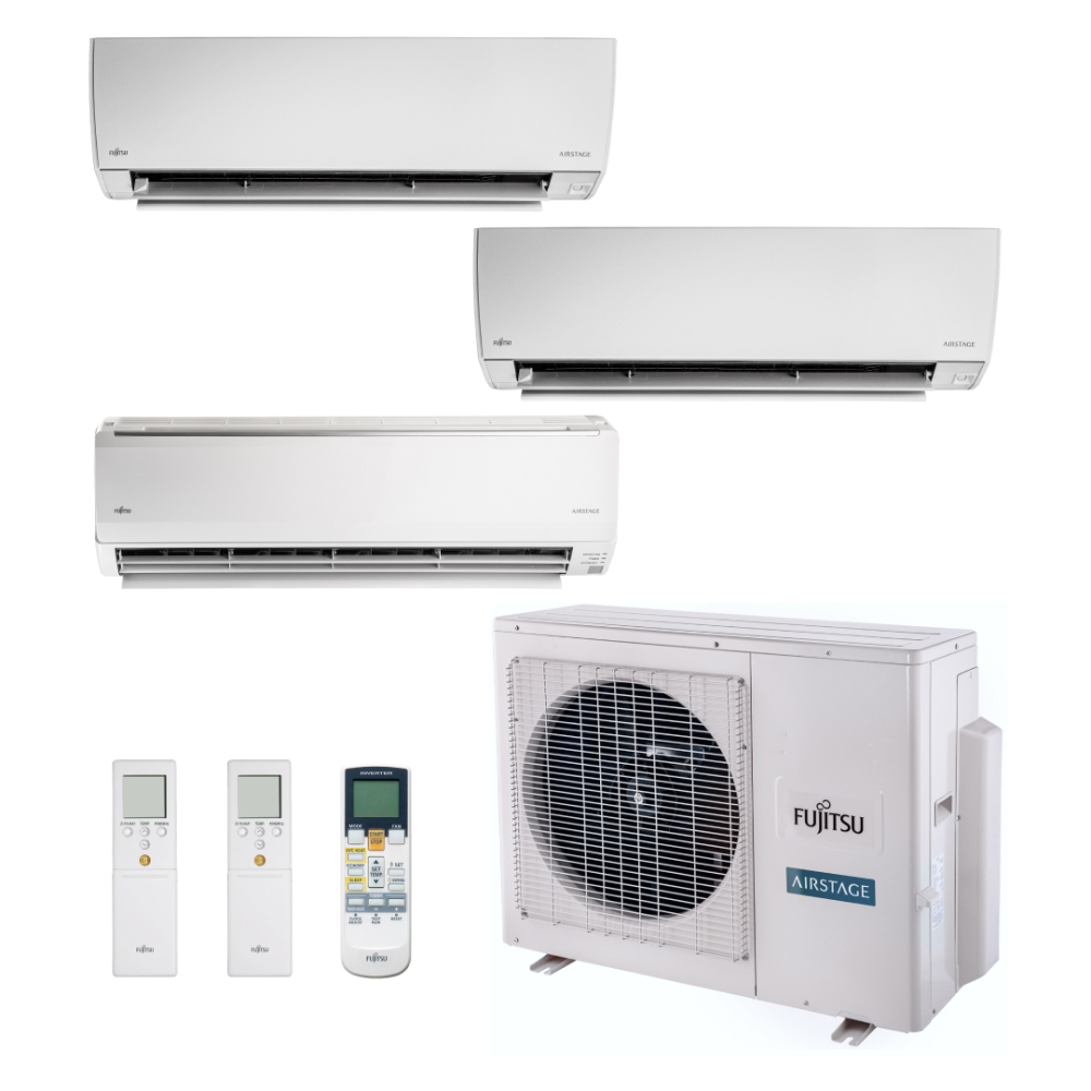 Ar Condicionado Multi Split Inverter Fujitsu Airstage Premium 23.000 BTU/h (2 Evap HW 9.000 + 1 Evap HW 18.000) Quente e Frio 220V