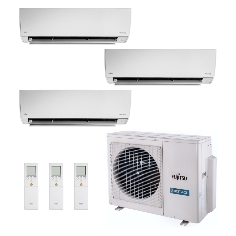 Ar Condicionado Multi Split Inverter Fujitsu Airstage Premium 23.000 BTU/h (3 Evap HW 12.000) Quente e Frio 220V