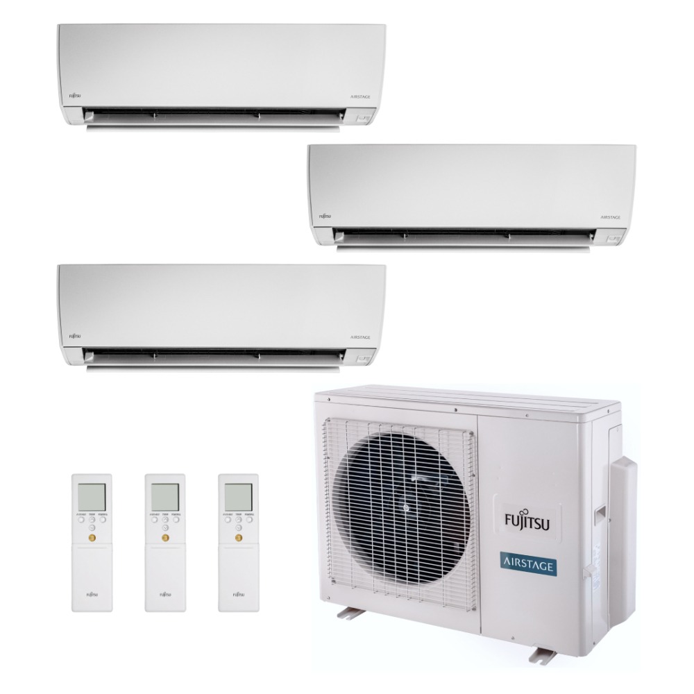 Ar Condicionado Multi Split Inverter Fujitsu Airstage Premium 23.000 BTU/h (1x Evap HW 9.000 + 2x Evap HW 12.000) Quente e Frio 220V