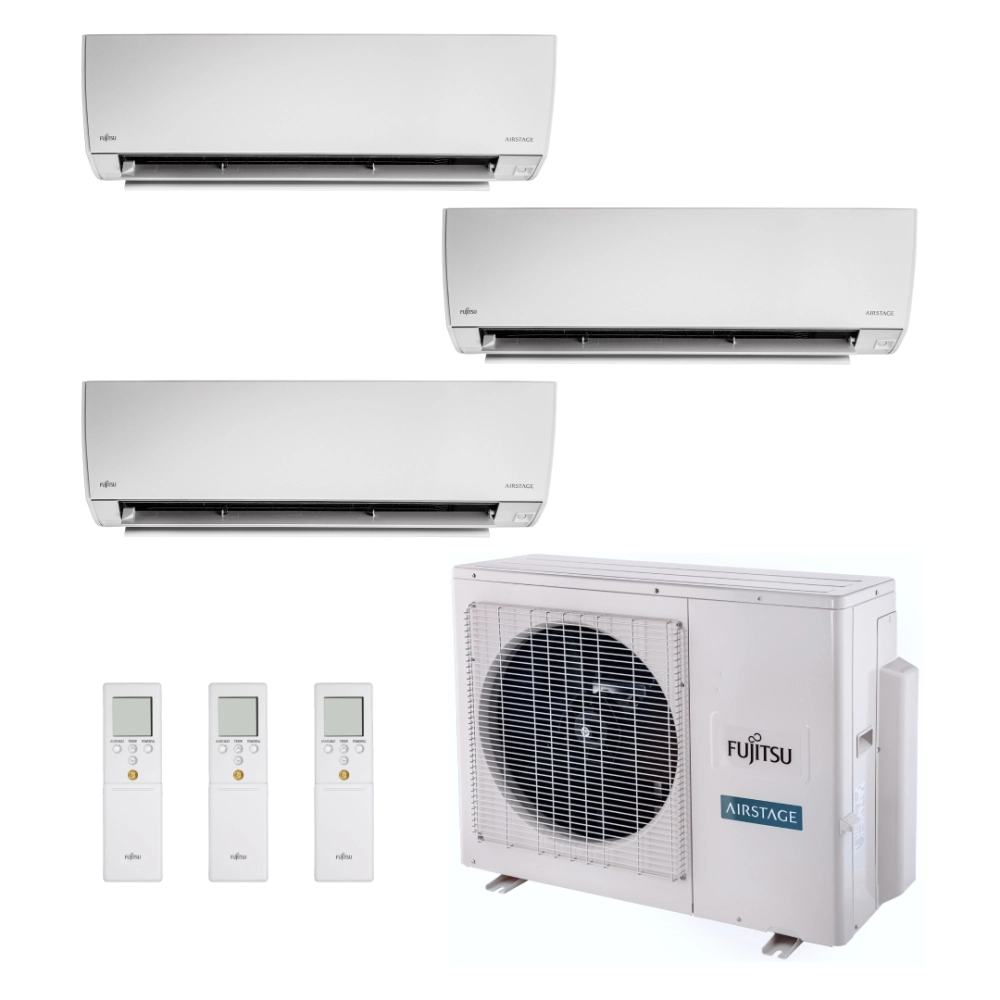 Ar Condicionado Multi Split Inverter Fujitsu Airstage Premium 23.000 BTU/h (1x Evap HW 9.000 + 2x Evap HW 12.000) Quente e Frio 220V