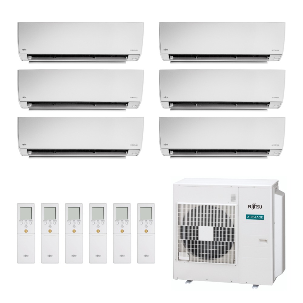 Ar Condicionado Multi Split Inverter Fujitsu Airstage Premium 45.000 BTU/h (2x Evap HW 7.000 + 2x Evap HW 9.000 + 2x Evap HW 12.000) Quente e Frio 220V