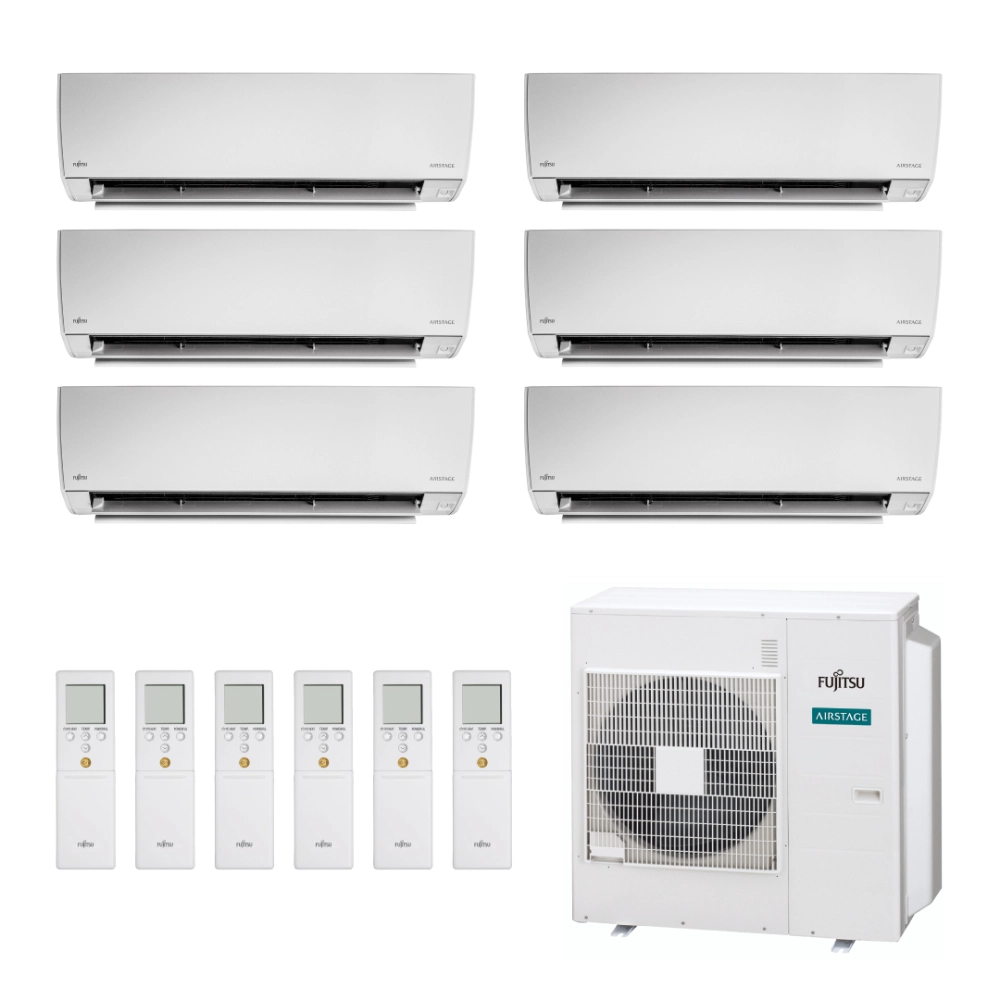 Ar Condicionado Multi Split Inverter Fujitsu Airstage Premium 45.000 BTU/h (2x Evap HW 7.000 + 2x Evap HW 9.000 + 2x Evap HW 12.000) Quente e Frio 220V Ar Condicionado Multi Split Inverter Fujitsu Airstage Premium 45.000 BTU/h (2x Evap HW 7.000 + 2x Evap HW 9.000 + 2x Evap HW 12.000) Quente e Frio 220V