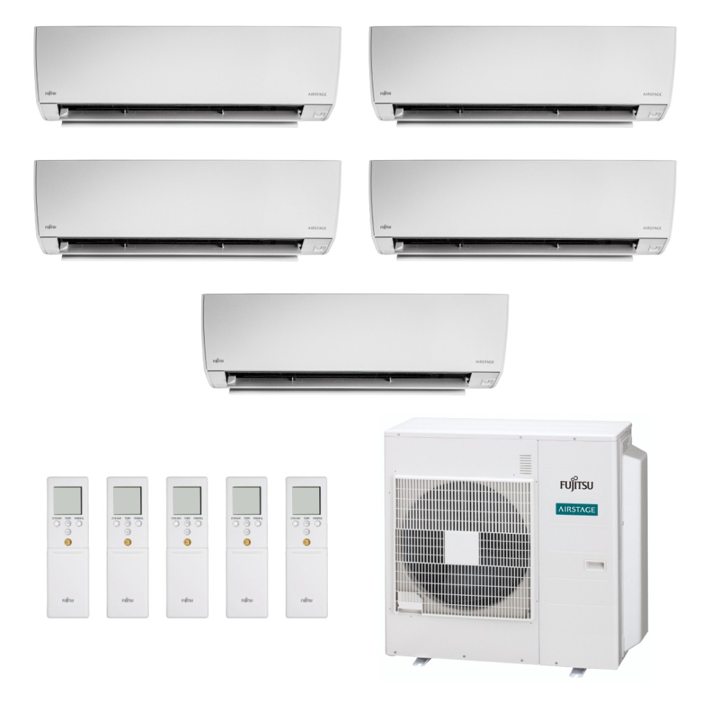 Ar Condicionado Multi Split Inverter Fujitsu Airstage Premium 45.000 BTU/h (3x Evap HW 9.000 + 2x Evap HW 12.000) Quente e Frio 220V