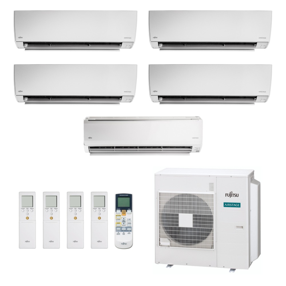 Ar Condicionado Multi Split Inverter Fujitsu Airstage Premium 45.000 BTU/h (4x Evap HW 7.000 + 1x Evap HW 24.000) Quente e Frio 220V