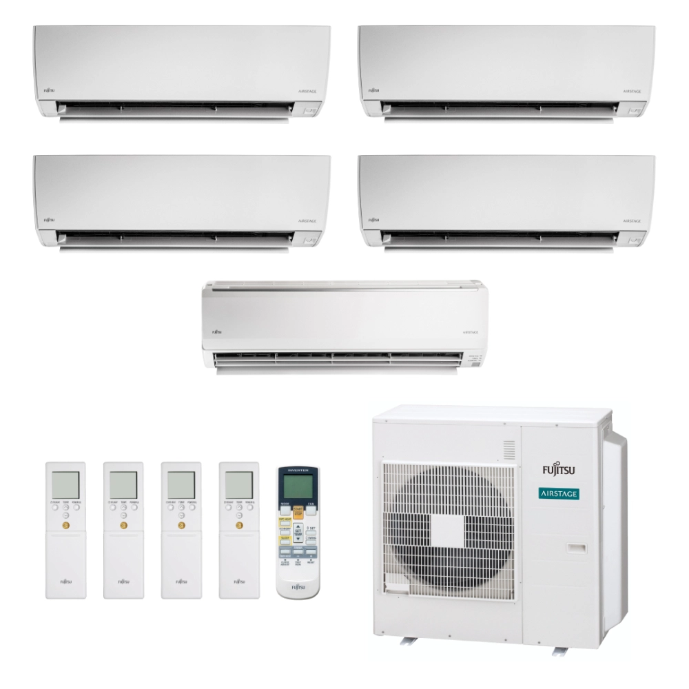 Ar Condicionado Multi Split Inverter Fujitsu Airstage Premium 45.000 BTU/h (4x Evap HW 9.000 + 1x Evap HW 24.000) Quente e Frio 220V Ar Condicionado Multi Split Inverter Fujitsu Airstage Premium 45.000 BTU/h (4x Evap HW 9.000 + 1x Evap HW 24.000) Quente e Frio 220V