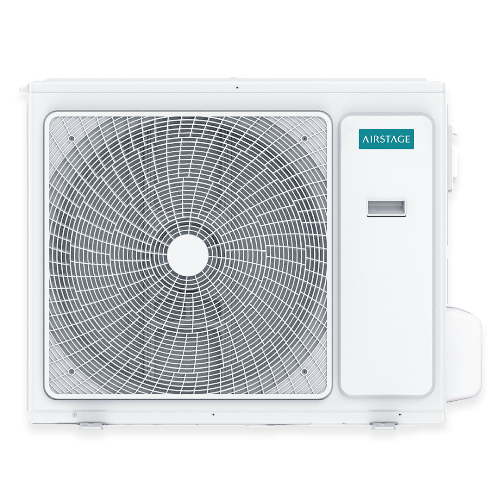 Condensadora de ar-condicionado cassete Fujitsu vista de lado na cor branca Condensadora de ar-condicionado cassete Fujitsu vista de lado na cor branca
