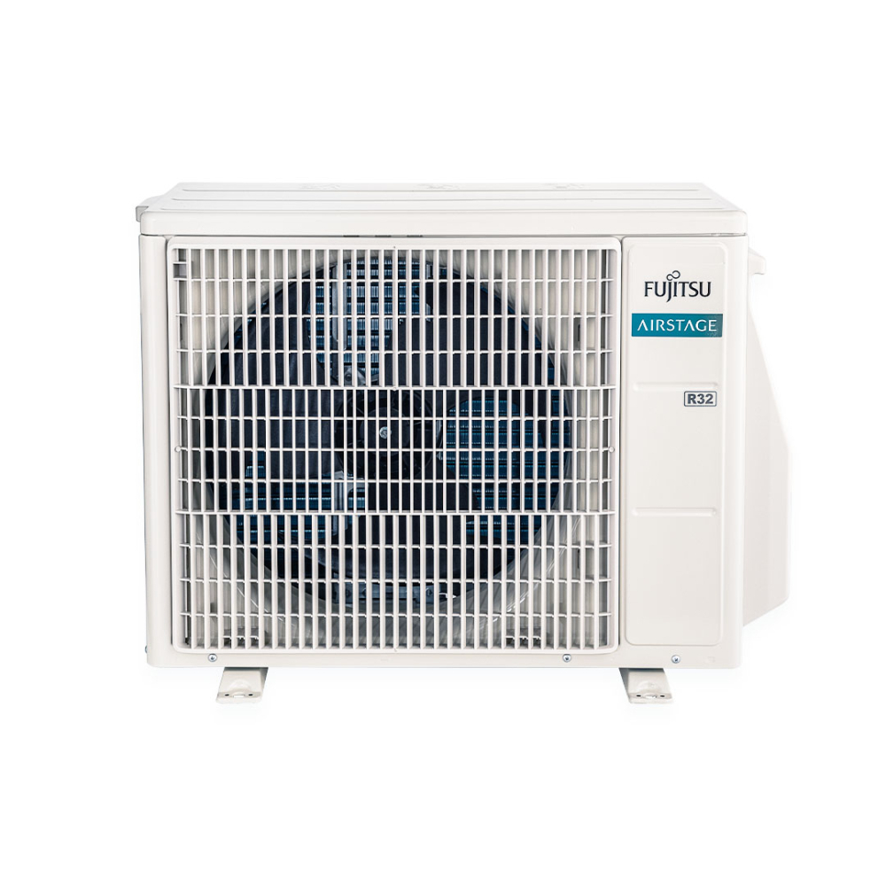 Condensadora de ar-condicionado cassete Fujitsu vista de lado na cor branca Condensadora de ar-condicionado cassete Fujitsu vista de lado na cor branca